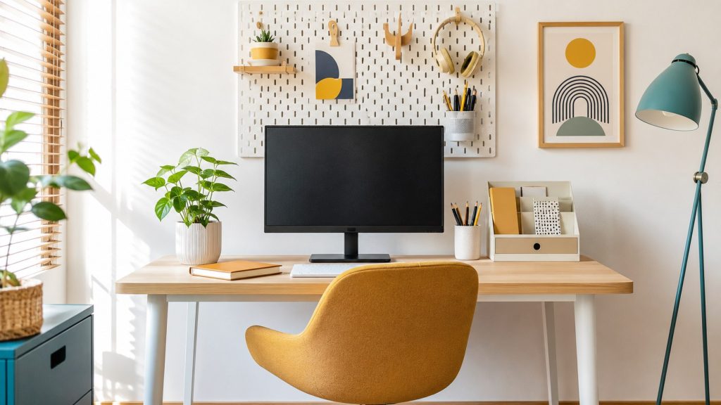 Jak urządzić domowe biuro? Ergonomiczne stanowisko pracy krok po kroku Jak urządzić domowe biuro? Ergonomia, dobre światło, porządek na biurku i wydzielona strefa pracy – także w małym mieszkaniu.