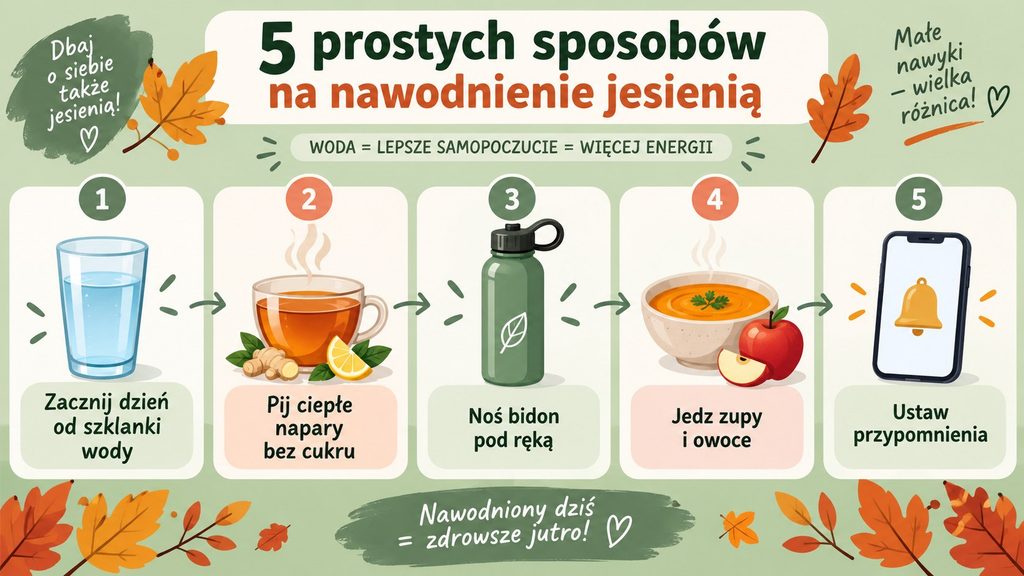 Jak dbać o nawodnienie jesienią? Ile wody pić, gdy nie odczuwasz pragnienia