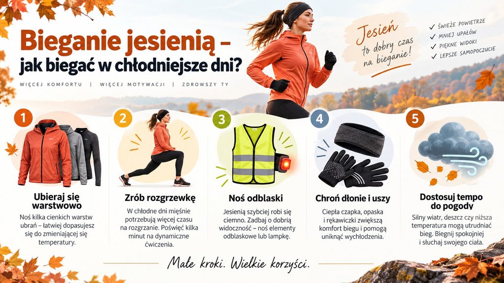 Bieganie jesienią: jak się ubrać i bezpiecznie trenować w chłodne, deszczowe dni