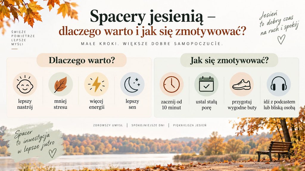 Spacery jesienią – dlaczego warto chodzić codziennie i jak znaleźć motywację do ruchu