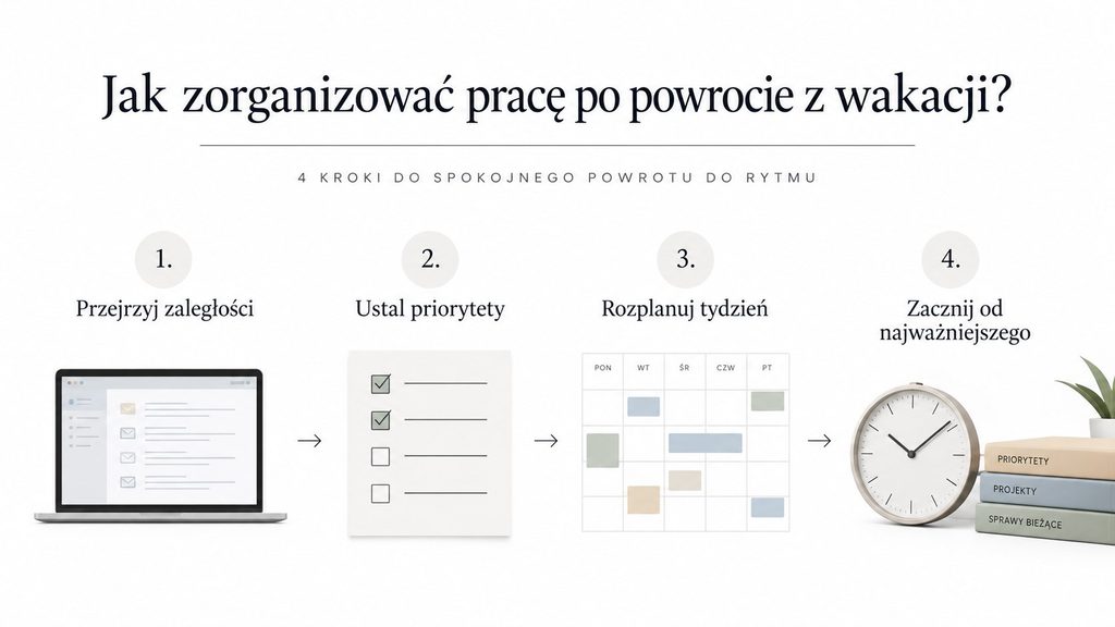 Jak zorganizować pracę po powrocie z wakacji? Plan pierwszego tygodnia bez chaosu