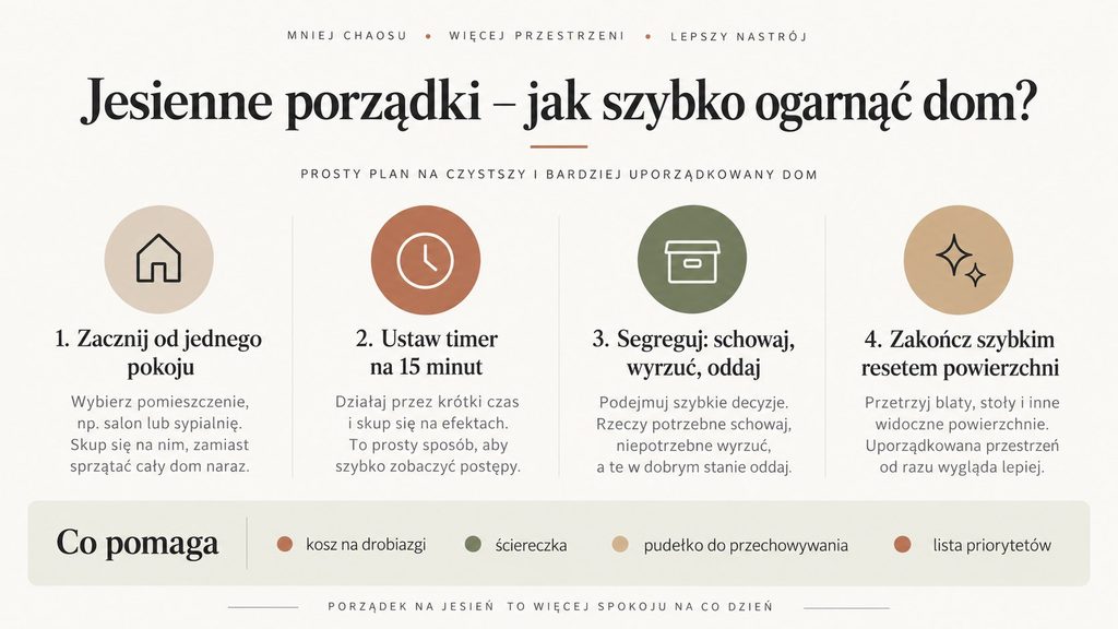 Jesienne porządki – jak szybko ogarnąć dom? Plan, który pozwala uniknąć chaosu